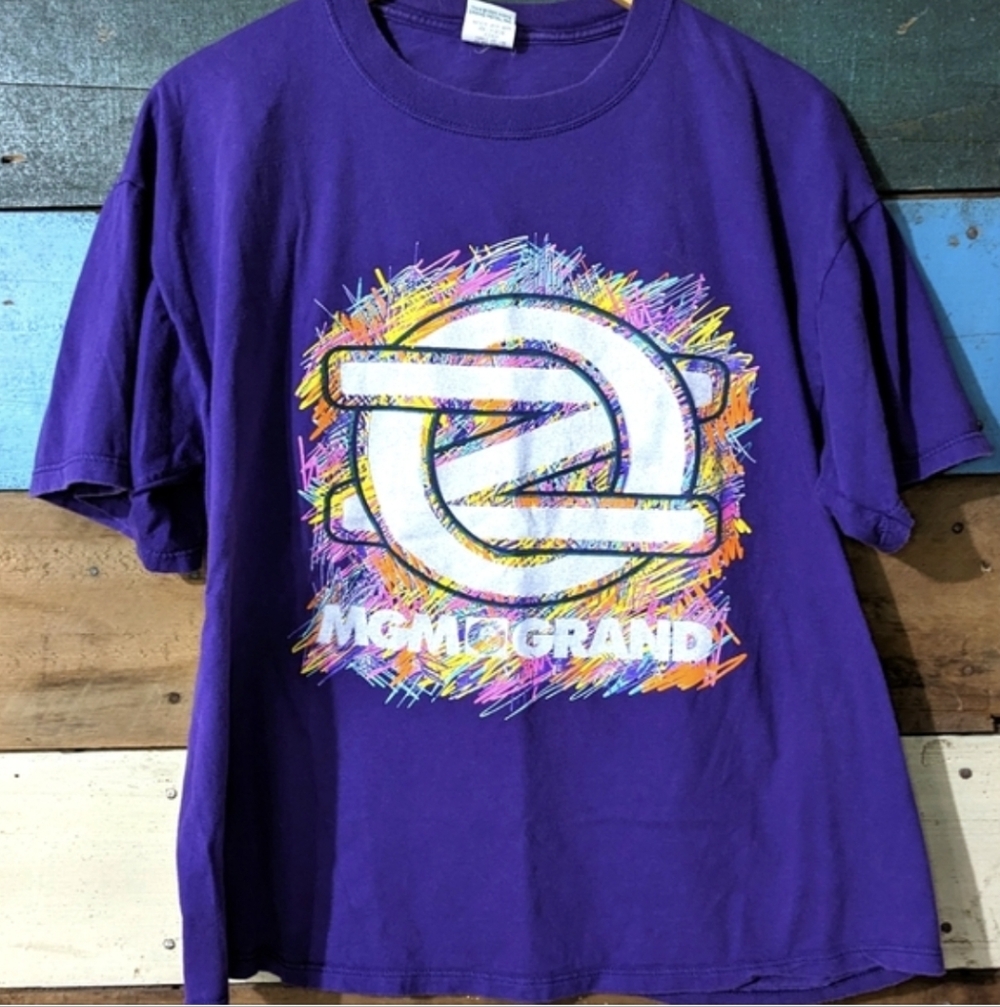 Vintage MGM Grand casino XL 1993 Gambling Glitter 90s T-shirt C